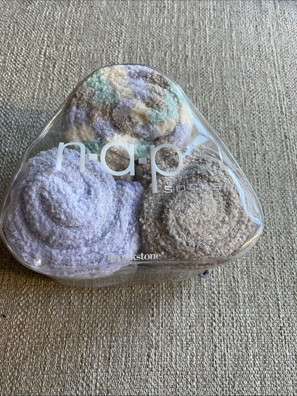 Brookstone Nap Socks 3-Pack in Lavender, Beige and Pastel Multi